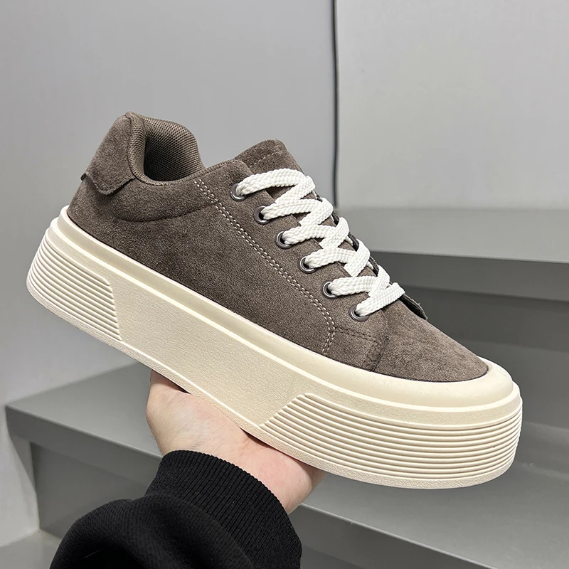Men's Casual Sports Shoes Low-Top Thick-Sole Sneakers Outdoor Classic Shoe Lace-Up Fashion Trendy Street Wking Skate Shoes