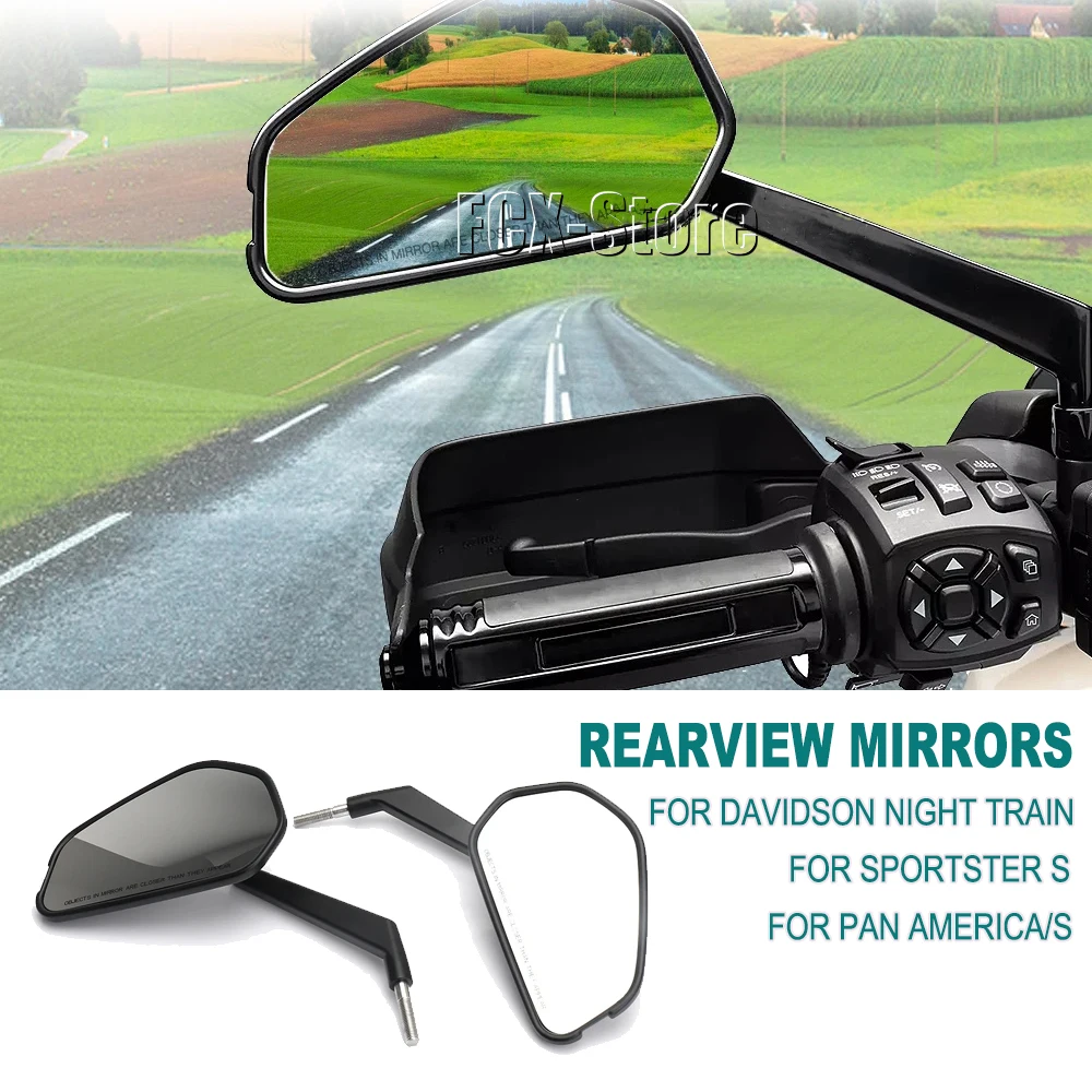 New Motorcycle Rearview Mirrors Black Silver Side Mirror For Pan America 1250 S PA1250 For Davidson Night Train For Sportster S