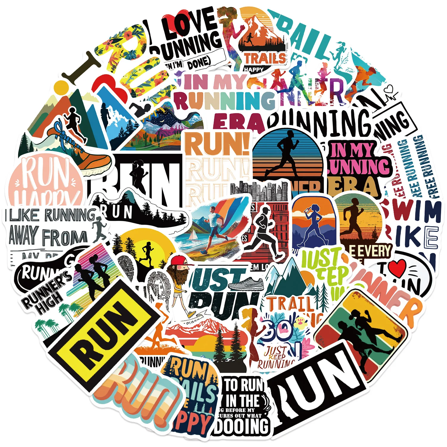 52 PCS Cartoon Outdoor Sports Running Theme Graffiti Stickers Decorate Luggage Helmet Skateboard Scrapbook Bike Vinyl Decals