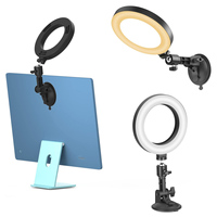 Video Conference Lighting Kit, 16cm Ring Light Suction Cup Dimmable Color & 5 Brightness Level for Webcam Lighting/Zoom /Remote
