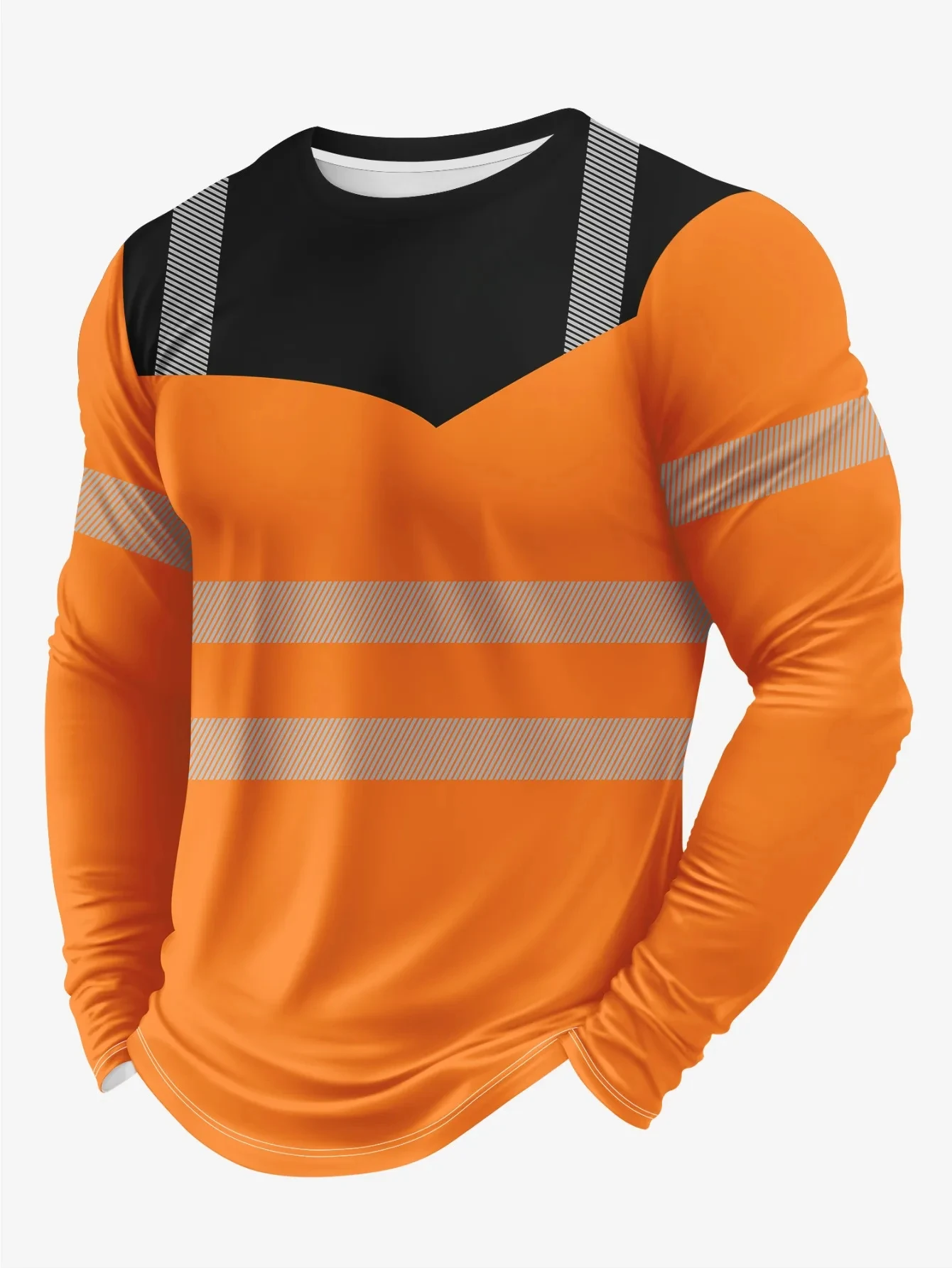 

Мужская футболка с длинными рукавами и 3D принтом для бега на открытом воздухе в полоску, повседневная спортивная одежда, осенне-зимняя внутренняя одежда Harajuku