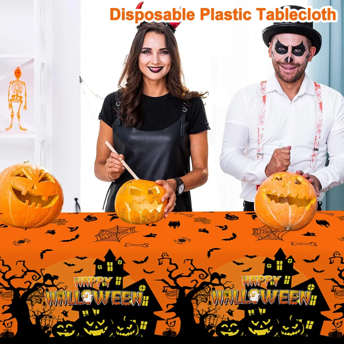 مفرش المائدة للهالوين على شكل شبكة عنكبوت اليقطين مفرش المائدة ديكور حفلات الهالوين للمنزل 2025 مستلزمات الحفلات على شكل شبح رعب