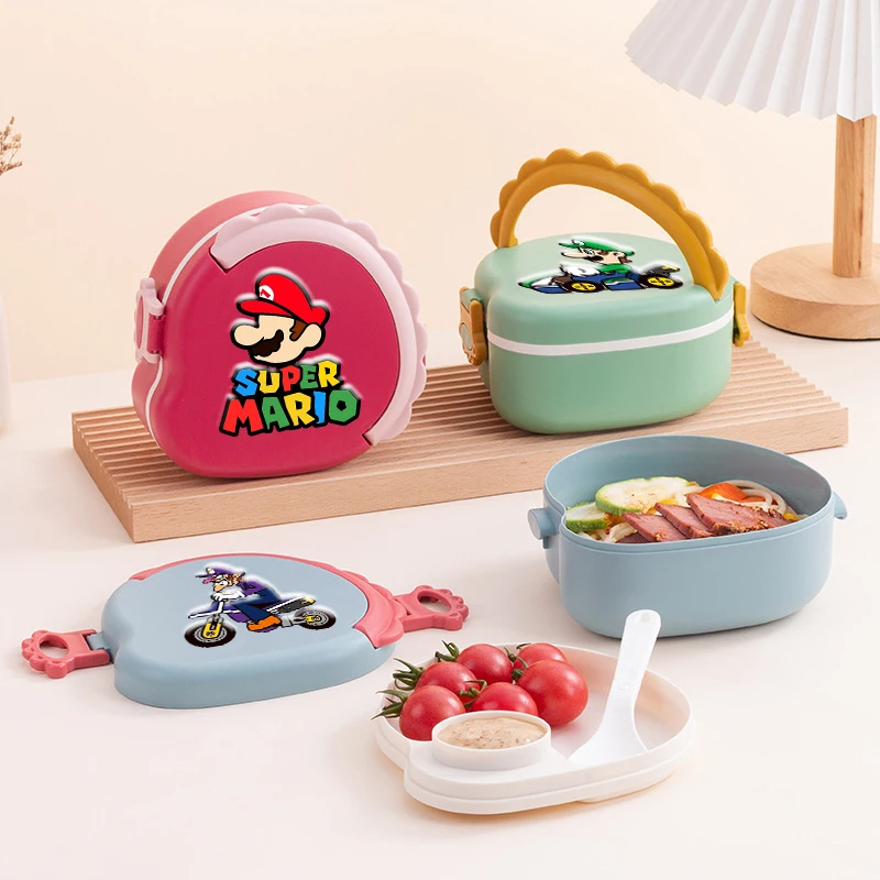 

Super Marios Portable Plastic Kids Students Lunch Box Anime Bento Box Food Container Carton Dinnerware Cutlery Food Container
