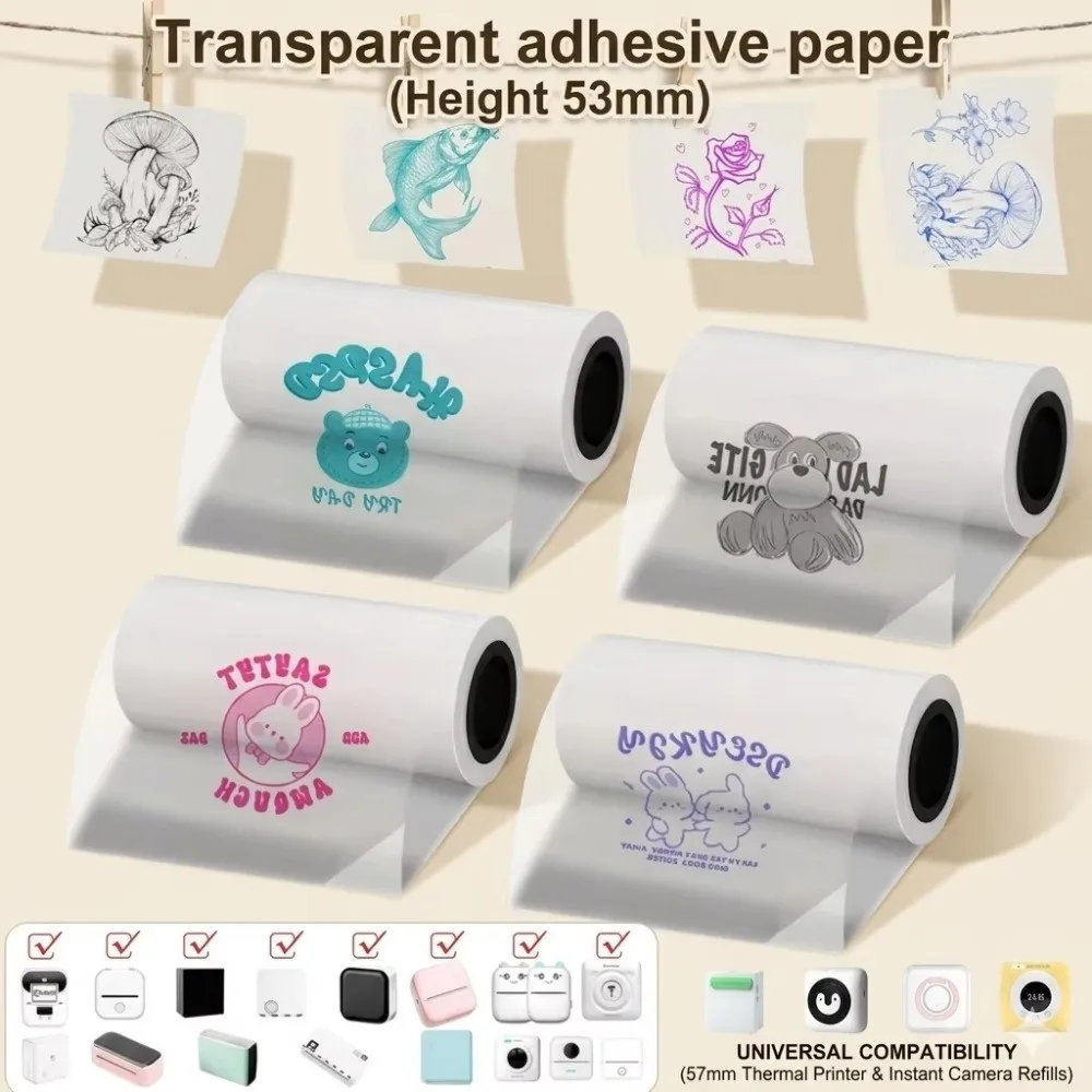 Adhesive Backing Thermal Printing Paper Transparent Glossy Finish Clear Label Paper Thermal Sensitive Roll Format