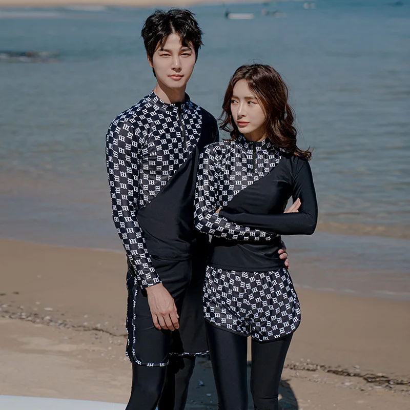 2023 Wisuwore South Korea\'s New Couple Diving Suit Split Conservative Long-sleeved Bathing Suit Sunscreen Sports New Suits