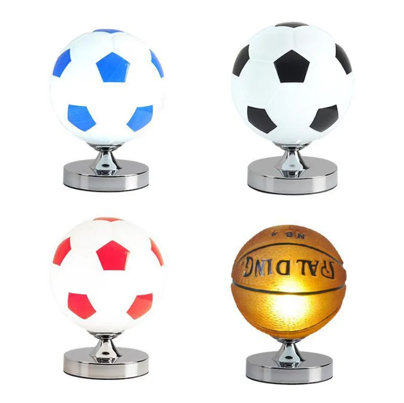

LED Glass Ball Desk Lamp Football Basketball Model Room Children's Room Personalized Bedside Touch Table Lamps