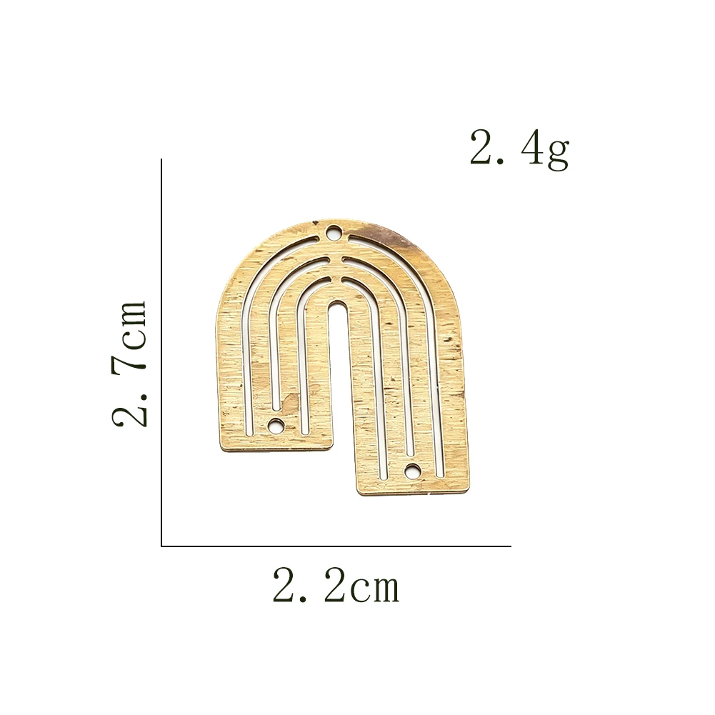 2PCS Copper Arched Rainbow Charms Vintage Openwork Line Pattern Design DIY Earrings Necklace Fashion Jewelry Making Accessories