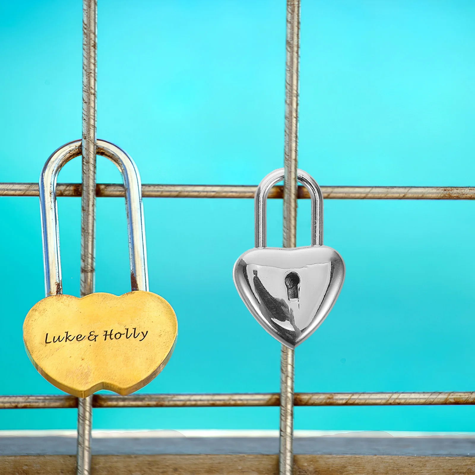 

4Sets Heart Shaped Padlock Romantic Love Lock Lightweight Metal for Couples Wishing Memory Travel Anniversary Wedding