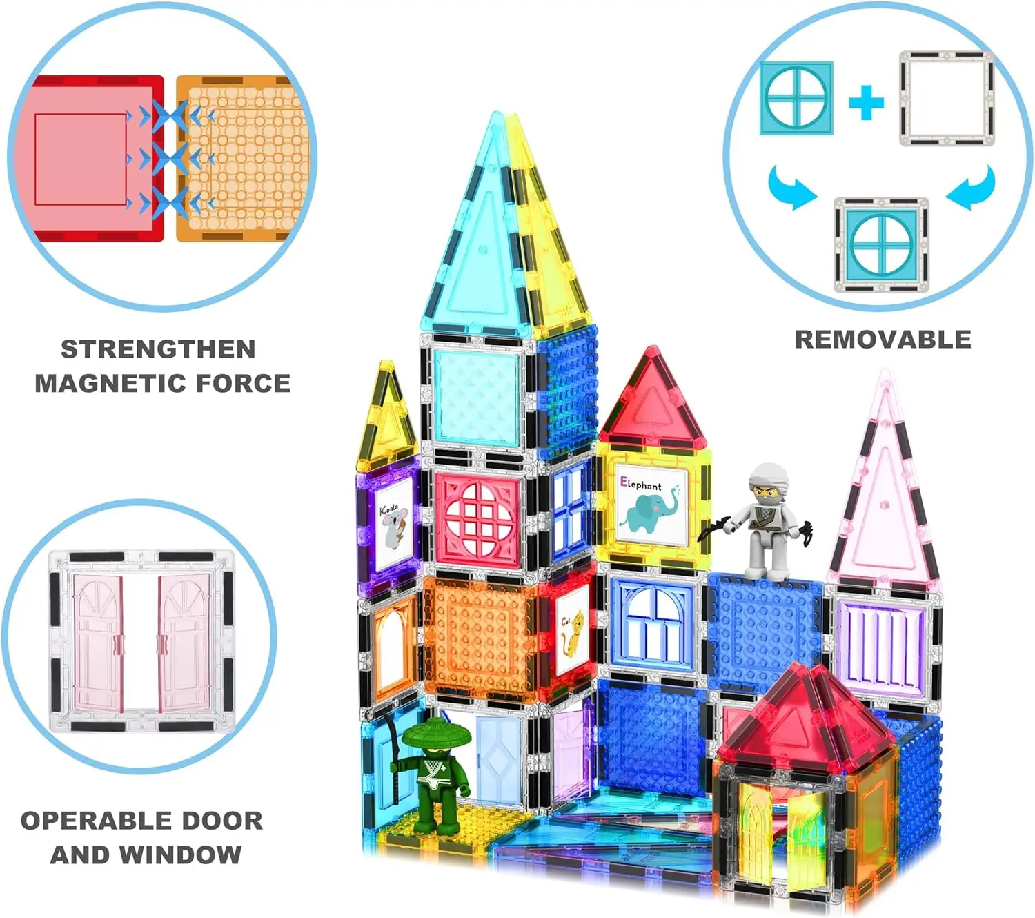 100pc ímã telha construção bloco conjunto com carry case base do carro magnético 8pc personagens quadro branco marcadores idéia livro