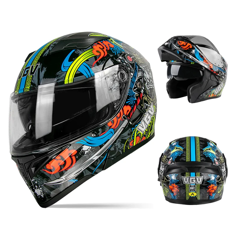 

【Buy and get free】90 Motorcycle helmet, men's full coverage double lens flip face helmet, all season travel rally full helmet