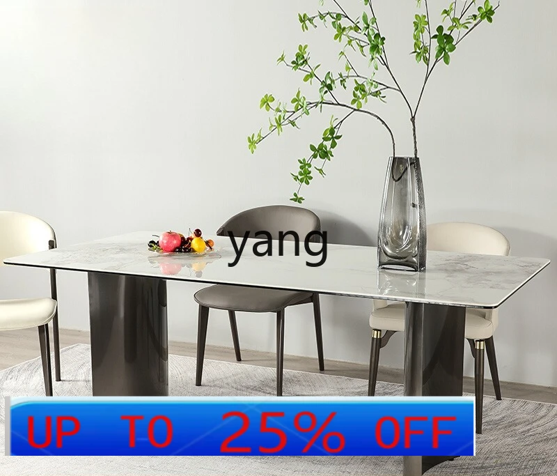 

Lh rock slab dining table household modern simple light luxury dining room table small apartment living room long table