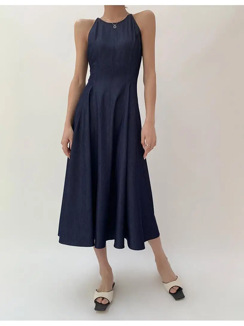 

Spring Summer Waed Denim off oulder Dr Women's Early Spring New Slim Fit Maxi Strap Dr Casual Sle No Sve