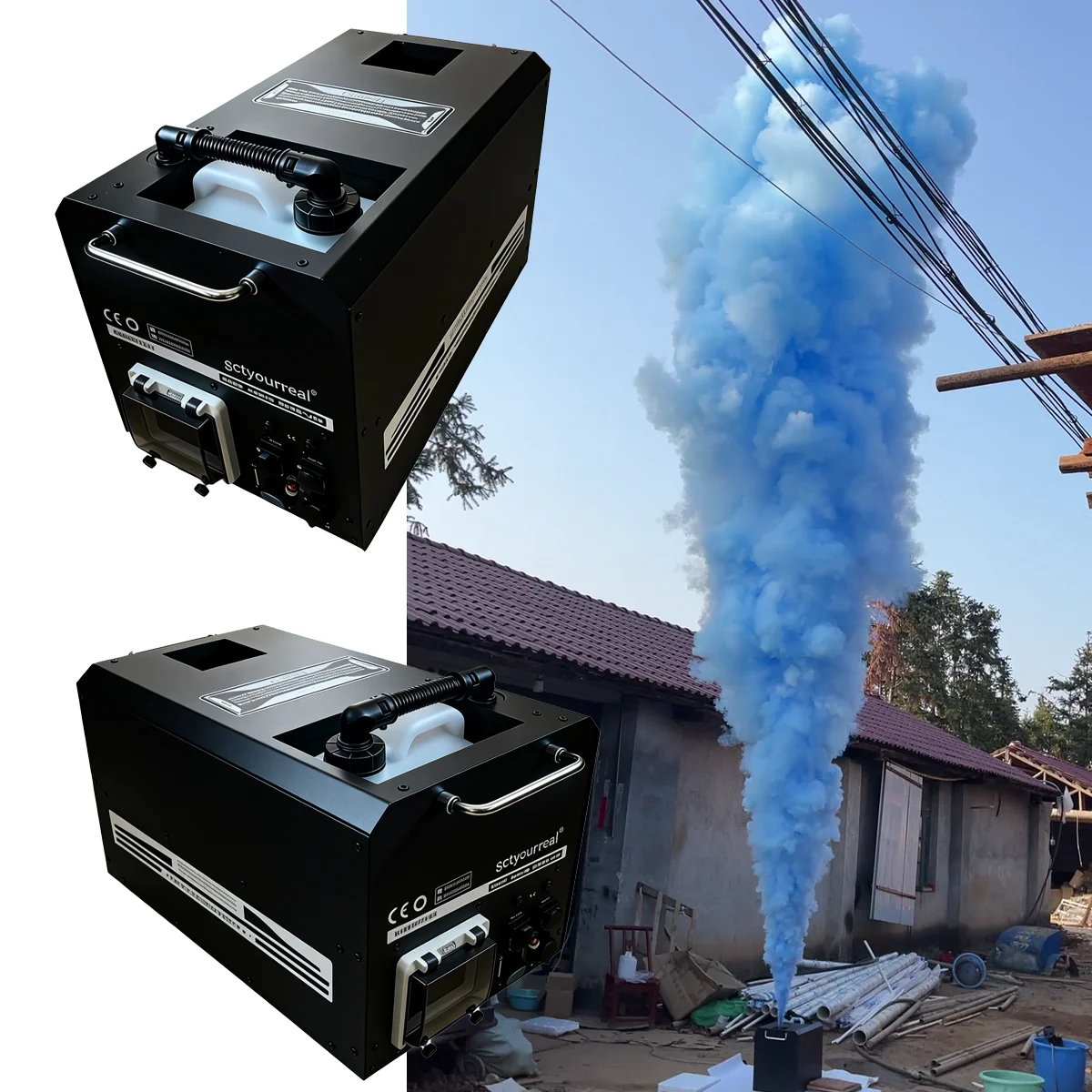 10-12m Spray Distance for Stage Gender Reveal Bride DMX512 3500W Pink Blue Green Yellow Purple Color Fog Smoke Machine