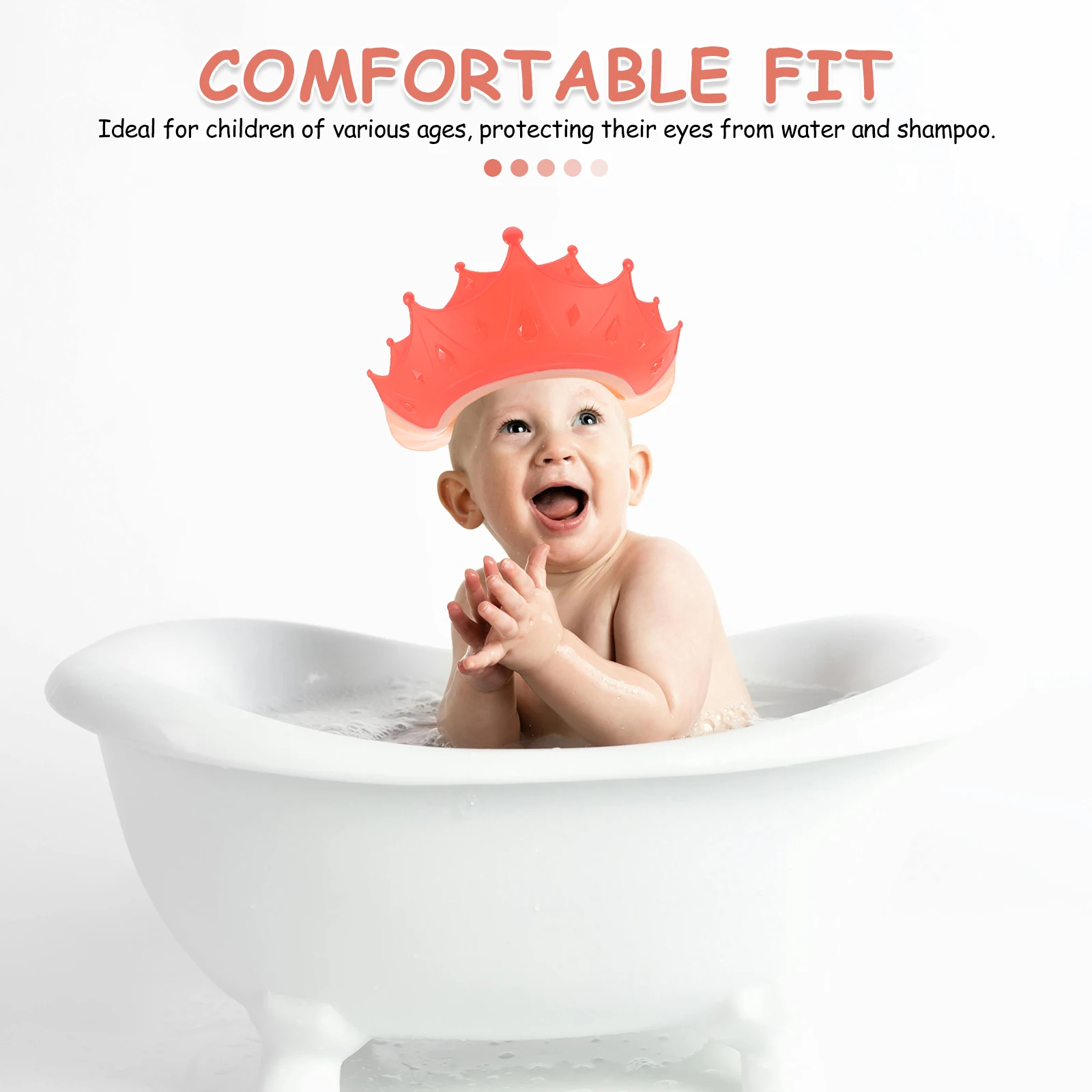 

2pcs Kids Shower Cap Baby Bath Accessories Hair Wash Shield Shampoo Plastic Comfort Fit Design Adjustable Size Toddler Bath Hat