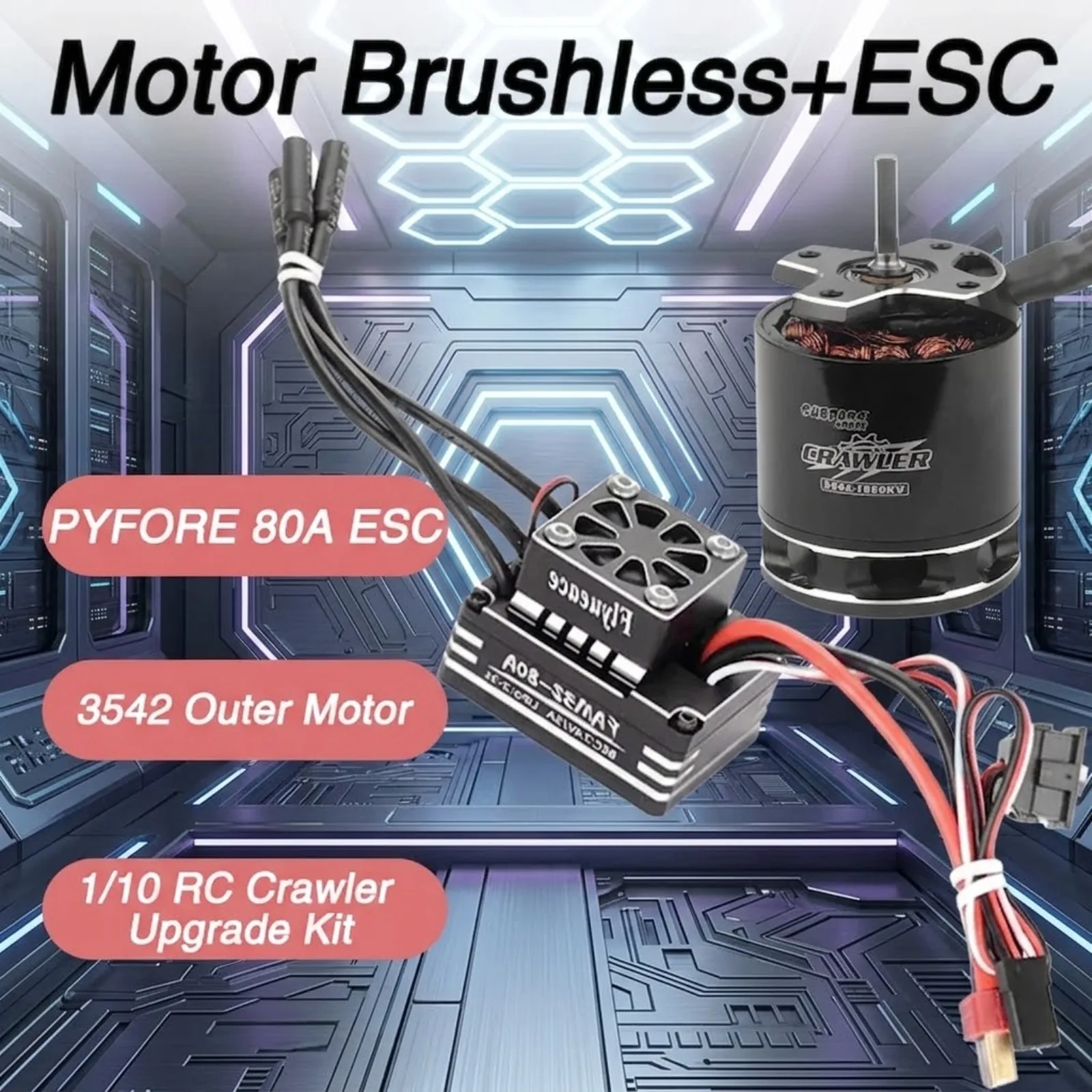 PYFORE 80A ESC 3542 1400KV/1850KV/2250KV/2500KV Outer Rotor Motor Brushless Combo - Accessories for YK4107 RGT 1/10 RC Crawler