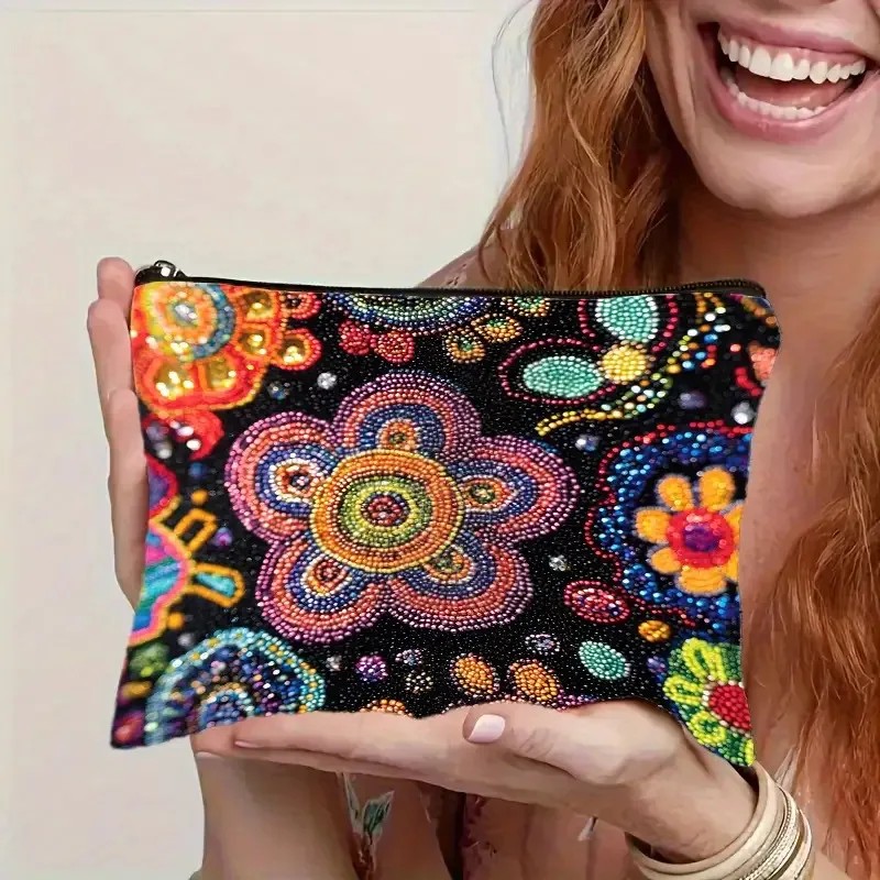 New Autumn Flower Storage Bag, Zipper Bag, Linen Makeup Bag, Beauty Storage Bag Makeup Pouch Make Up Bags Makeup Case