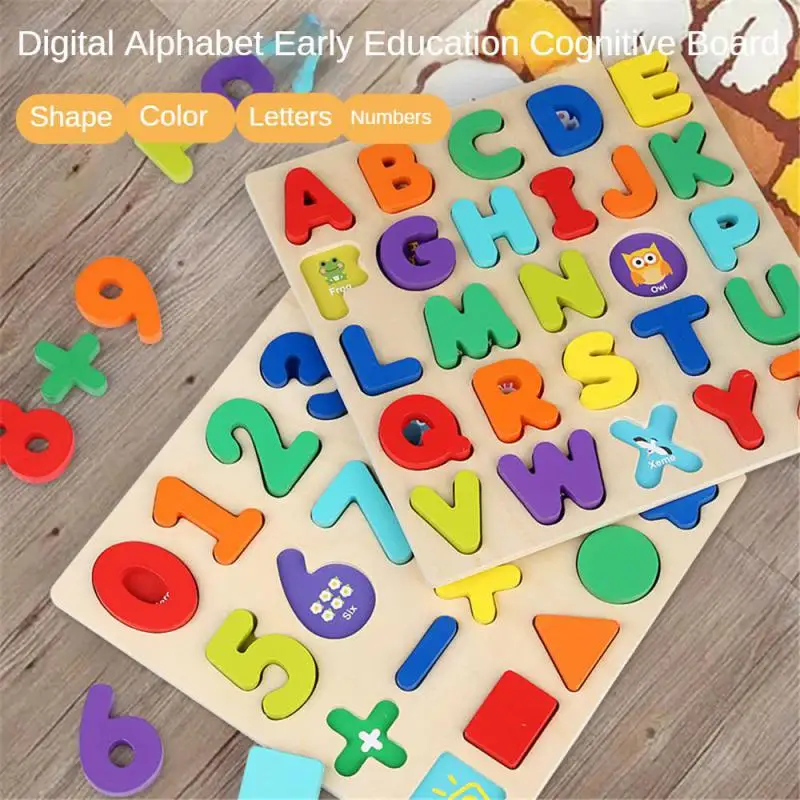 

Matching Educational Wooden 3D Jigsaw Puzzle Toy Creative Montessori Interest Early Education Shape Number Letter