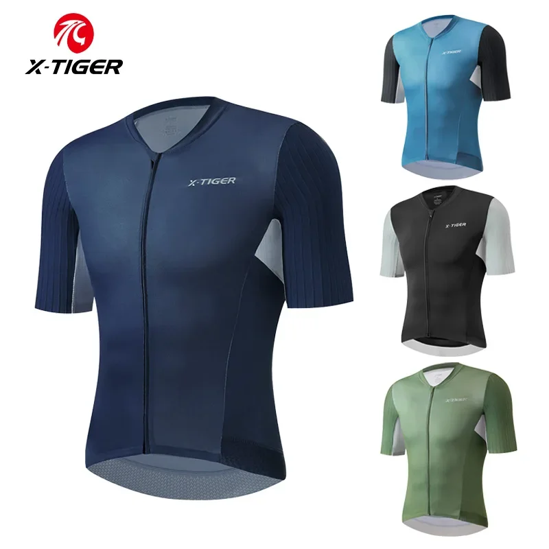 

X-TIGER Высококачественный велосипедный трикотаж, спортивная дышащая короткая рубашка, тонкая велосипедная одежда, профессиональная мужская футболка для шоссейных гонок TMB