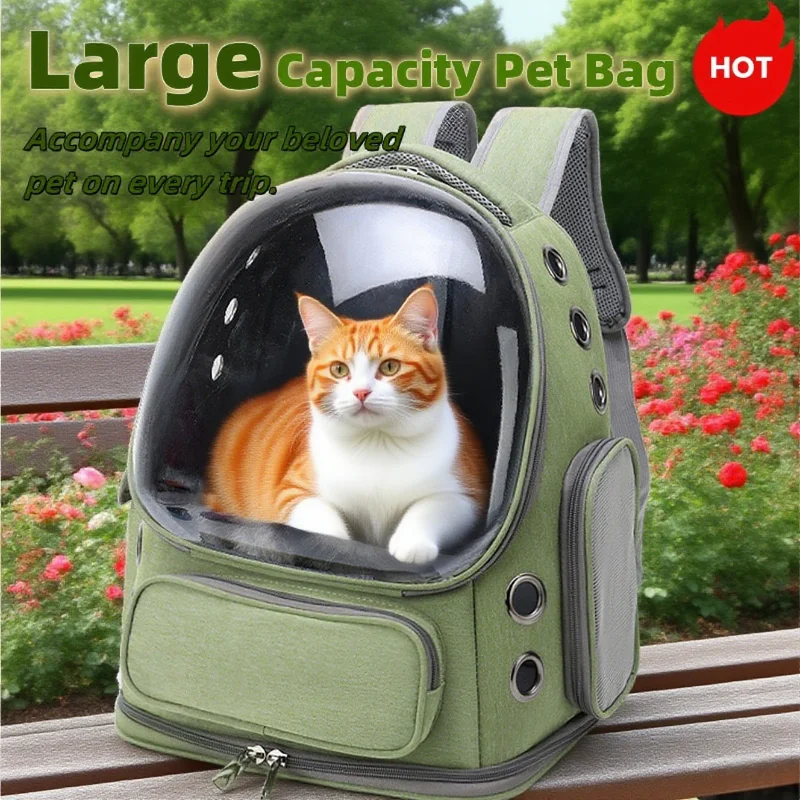 2025 Transparent Pet Carrier Backpack breathable outdoor cat and small dog shoulder bag lightweight suitable travel pet supplies