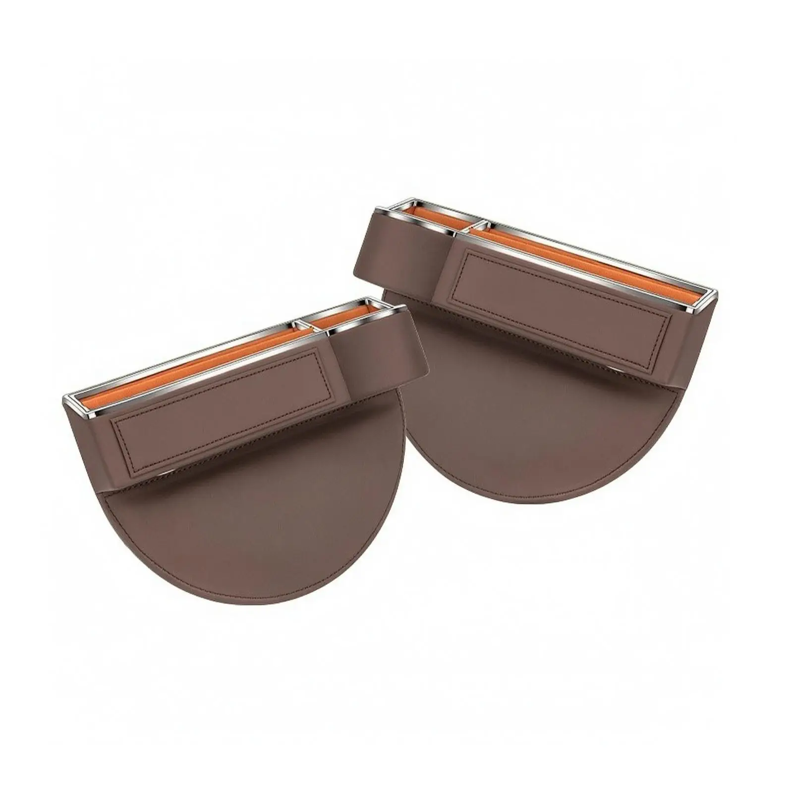 Car Organizer Box Between Seats Napa Leather Storage Holder with Soft Lining for Phones Keys and Drinks