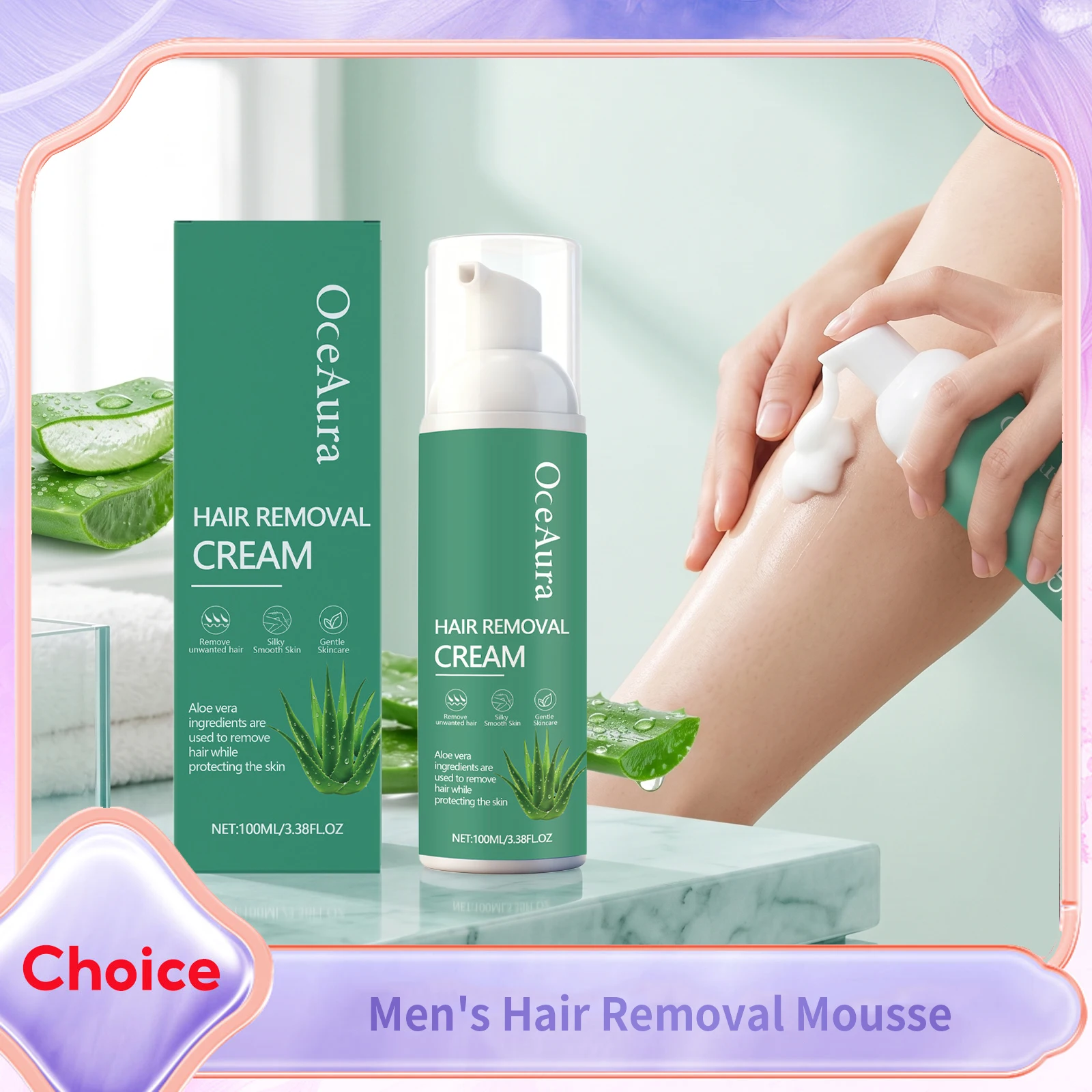Aloe Vera Hair Removal Mousse for Men Painless Remove Hairs Instantly Soften Beard Deep Clean Shave Not Irritaing Shaving Mousse