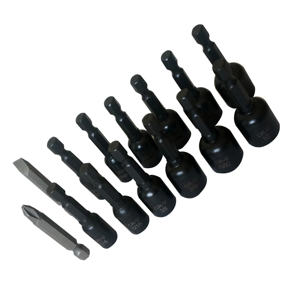 14 Pcs Magnetic Hexagon Nut Driver Drill Bit Socket Screwdriver Wrench Set for Wrench 1/4 Inch Electric Screwdriver Handle Tools