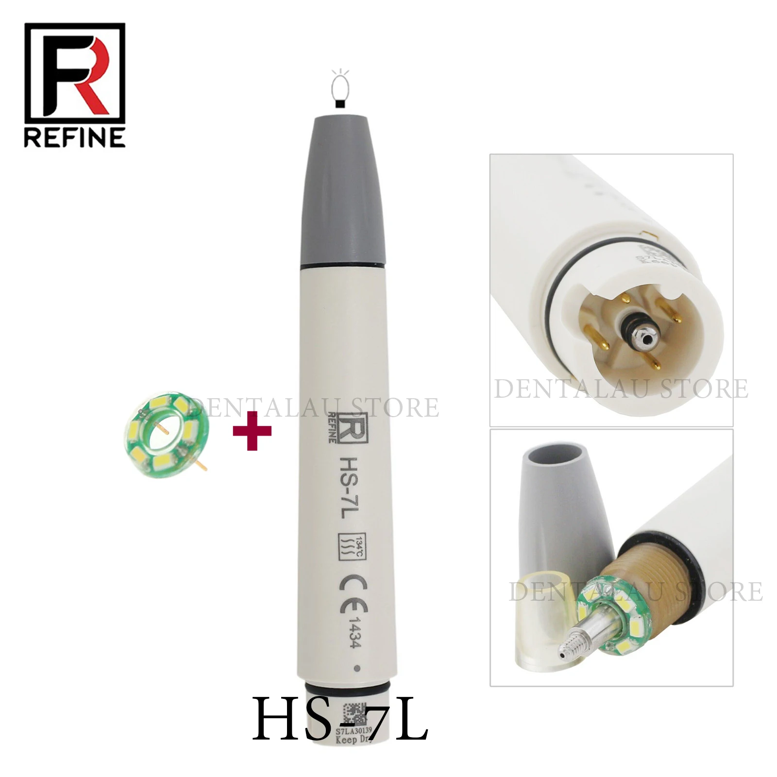 

REFINE Dental Ultrasonic Scaler Handpiece Detachable Handle With LED HS-7L Compatible Satelec ACTEON Newtron