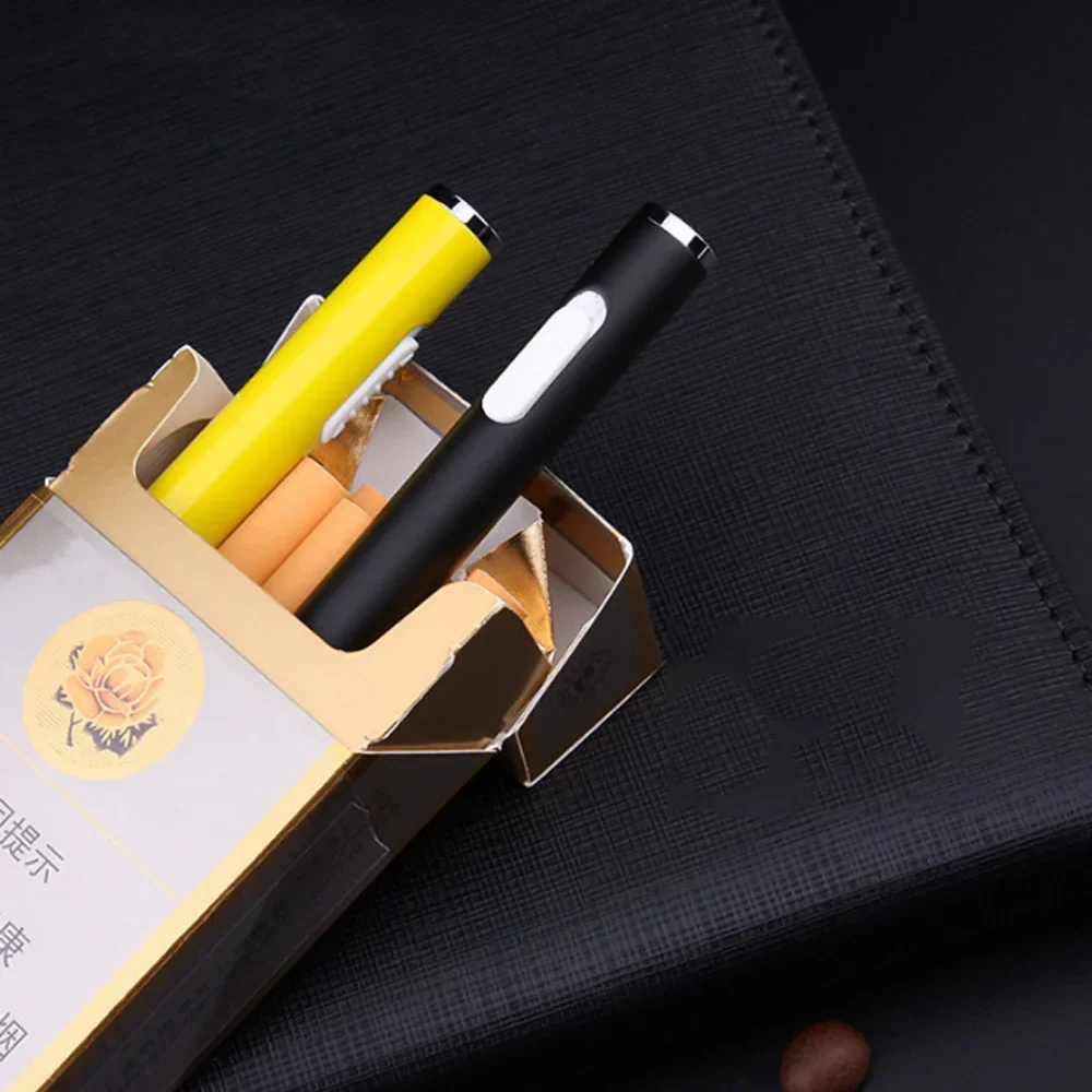 Classic Metal Rechargeable Cigarette Lighter Mini Cylindrical Flameless Electronic Recharge USB Lighter Smoker Gift