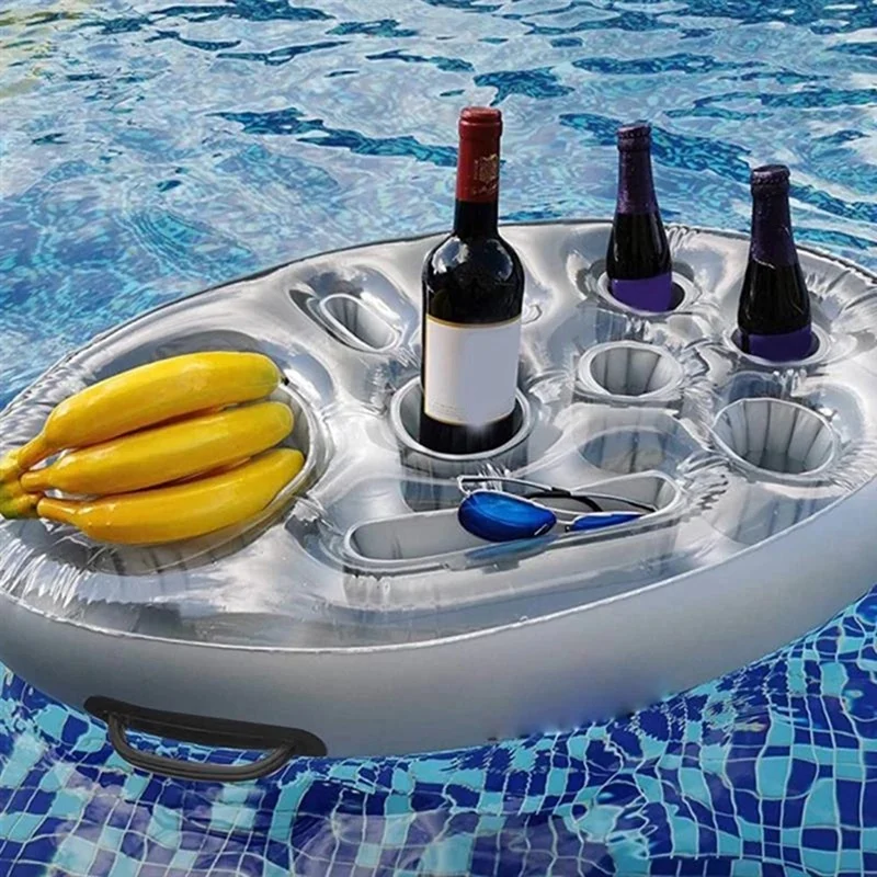 1 PCS Pool Air Mattress Water Food Drink Holder Summer Party Ring PVC Inflatable Floating Row