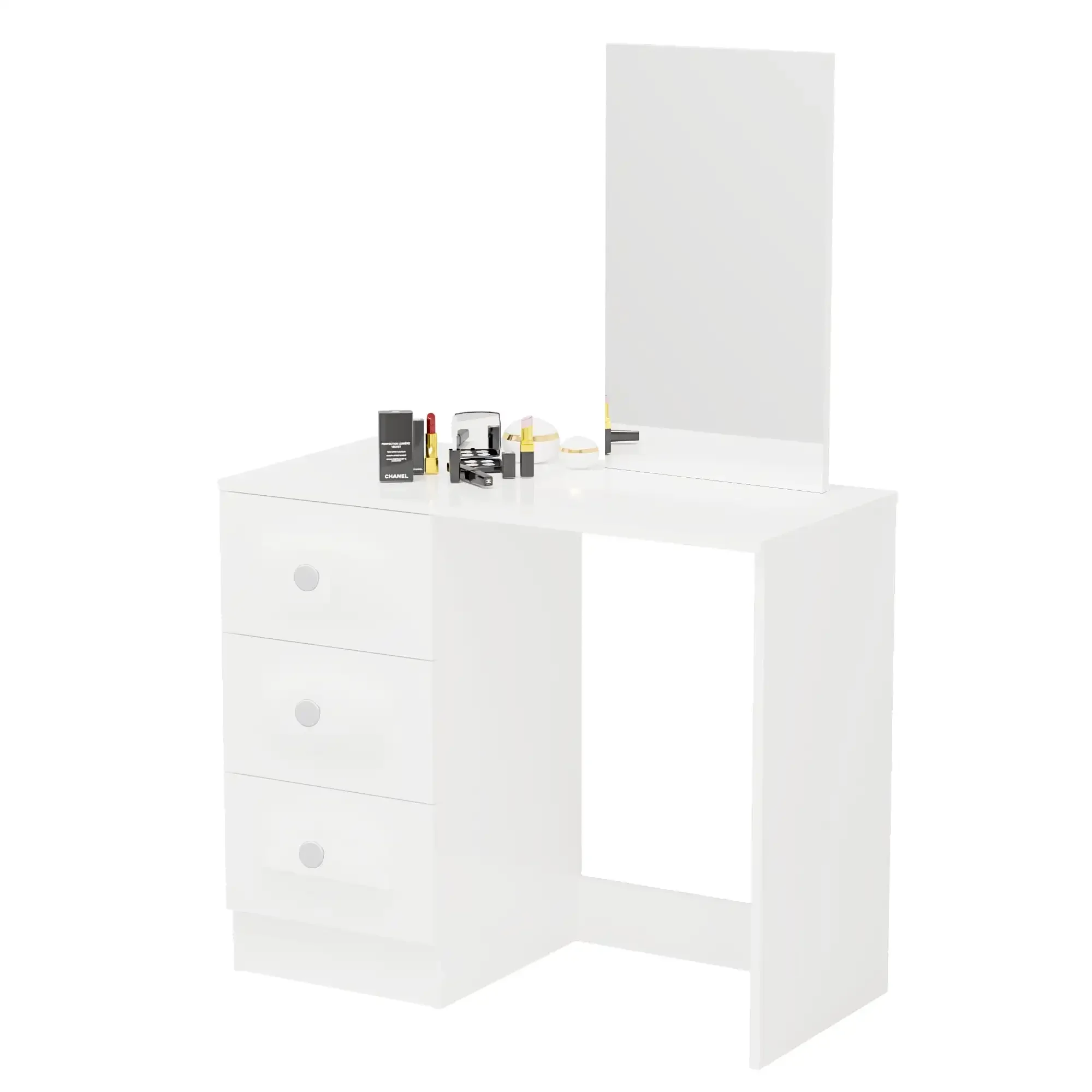 Modern Vanity Table White Finish for Bedroom 3 Drawers To Organize All Your Makeup Essentials and Jewelry with Ease