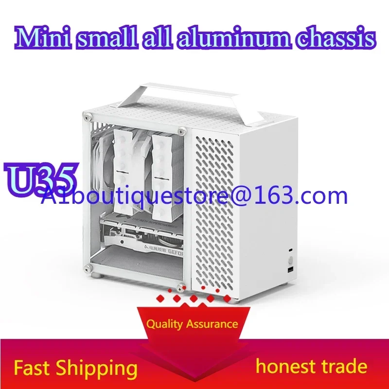 U35 chassis ITX portable side transparent desktop computer sfx power supply mini small all aluminum chassis non K66