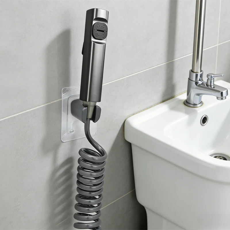 Baokemo Toilet Bidet Douche Sprayer Set ABS Handheld Self Cleaning Accessories with No Drilling Bracket G1/2