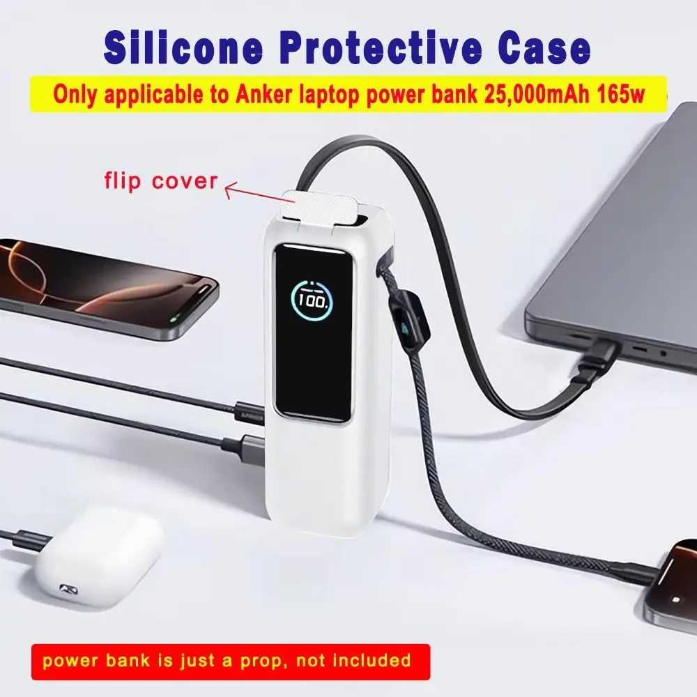 Shockproof Silicone Case Soft Portable Protective Case Dustproof Carrying Case for Anker Zolo Power Bank (25000mAh 165W) Travel