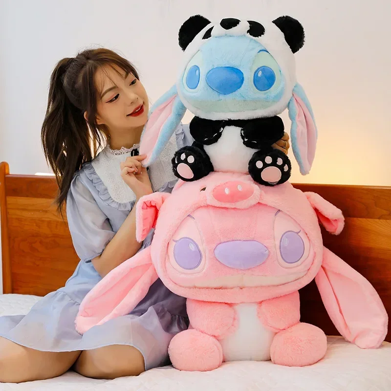 30/60cm Lilo and Stitch Disney Plush Toys Anime Plushie Stich Dolls Kawaii Pink Panda Pig Angel Stuffed Gift Children Christmas