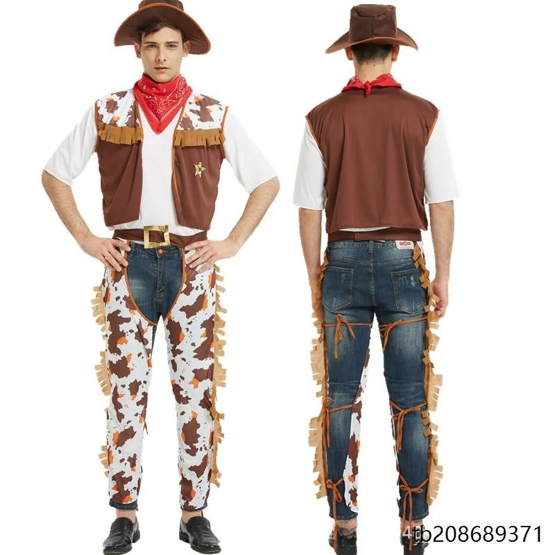 Fsia de Cowboy Ocidental para Adultos, Fsia de loween, Cosplay, Roupas para Apresentações e Performances de Palco