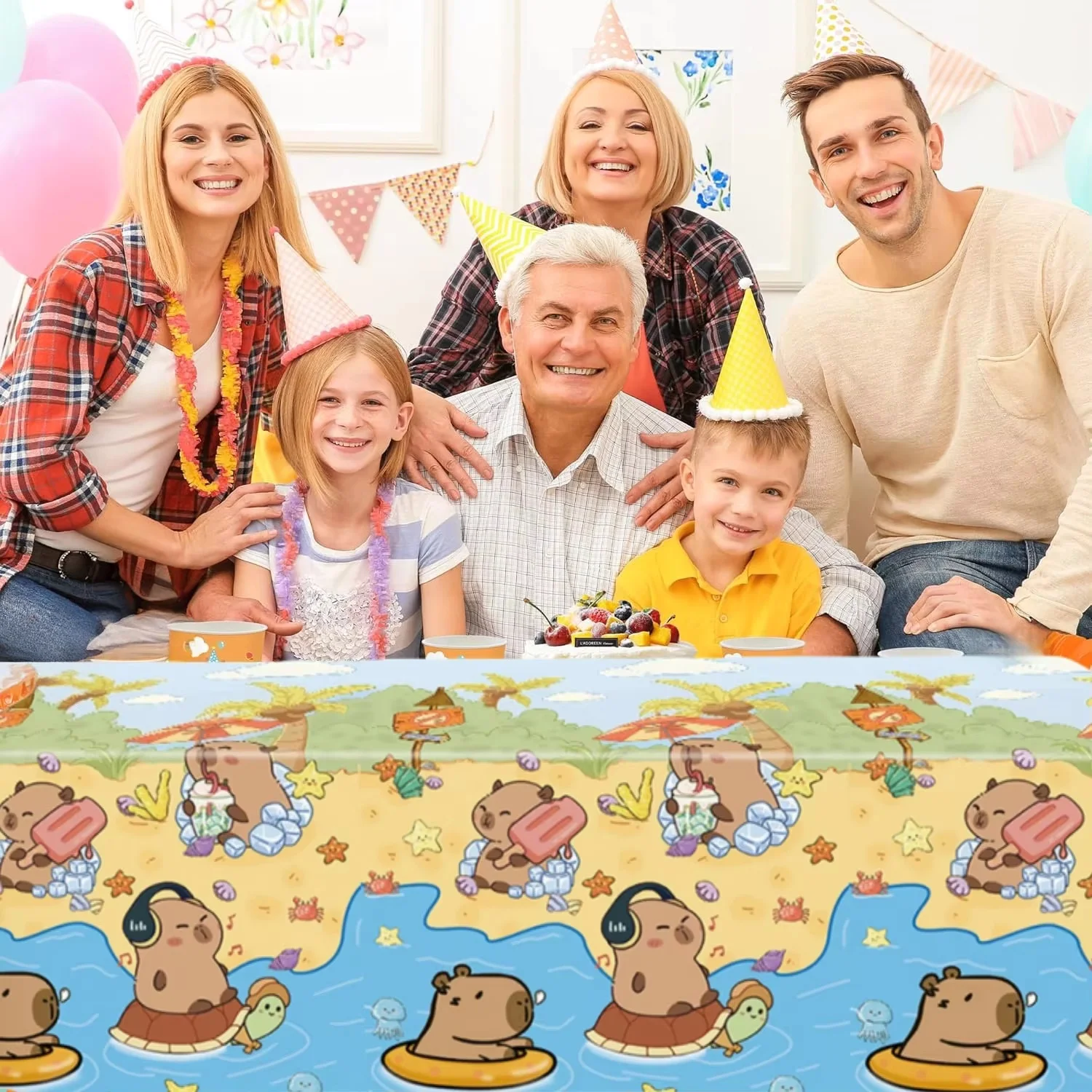 Capybara Geburtstag Tischdecke Geburtstag Fekoration Capybara Tischdecke Tischdecke Babyparty Capybara Geburtstag Mädchen Partygeschenke – Detail 9