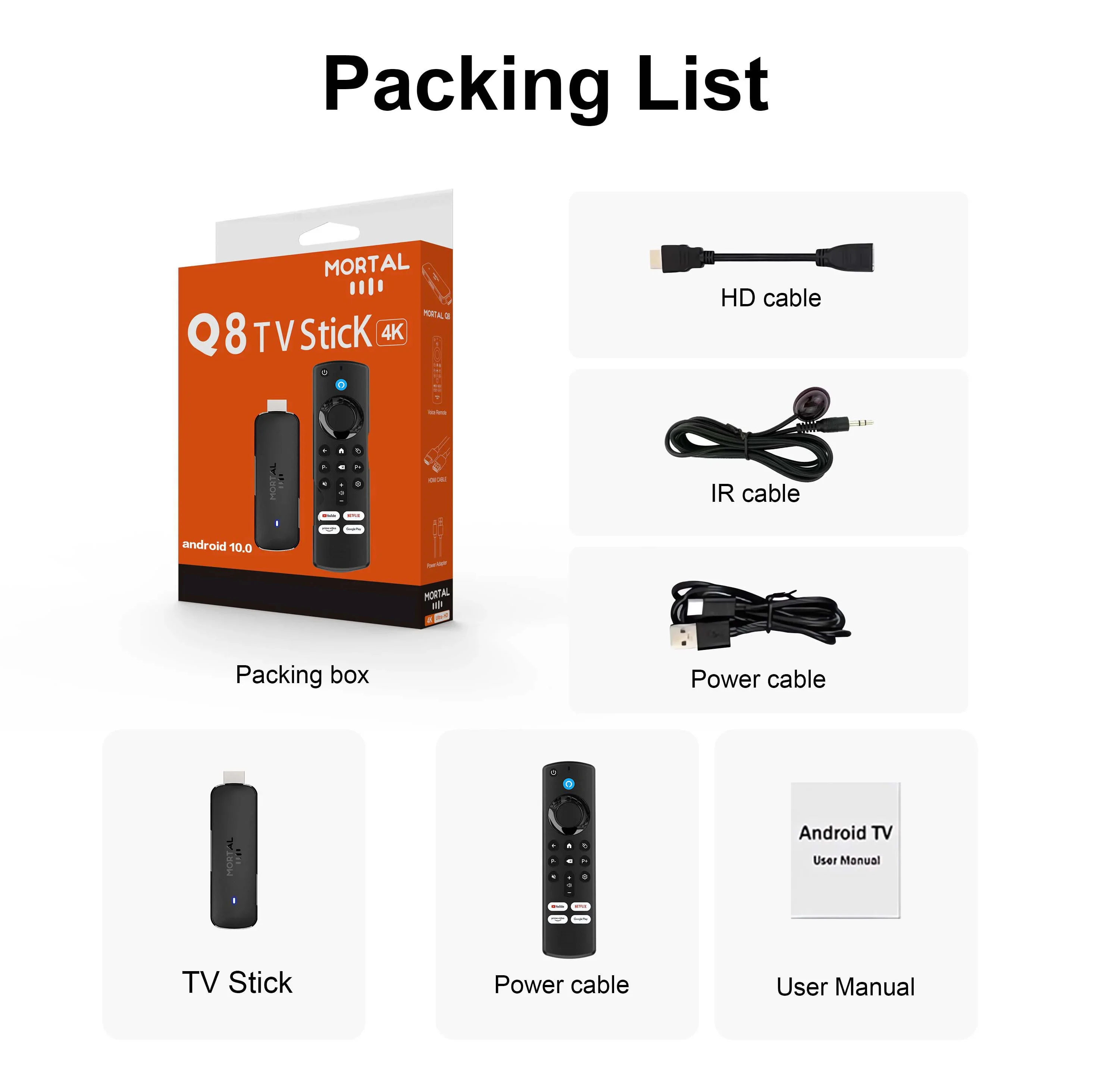 Mortal Q8 Android14 TV-Stick WIFI6 Sprachsteuerung TV-Stick 8K-Video RK3518 Netflix YouTube TV-Box Kostenloses Live-TV-Streaming – Detail 11