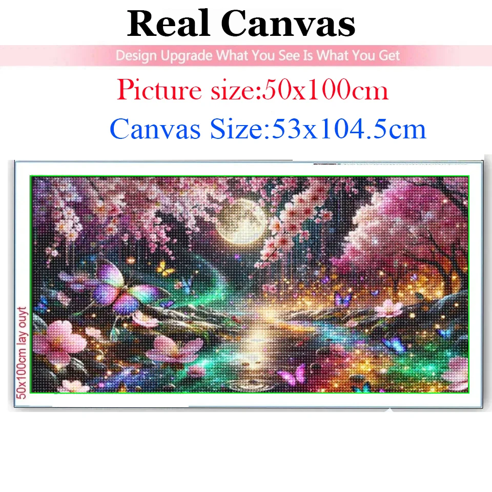 Mysterious Enchanting Sakura Forest,Large DIY Diamond Painting,Mosaic Night Waterfall Moon Diamond Embroidery,Cross Stitch Kit,