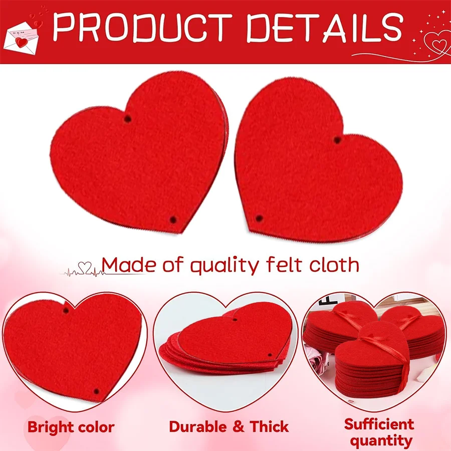 1-8er-Pack 3M Rote Herzen Girlande DIY Valentinstag Hängende Schnurgirlande Hochzeitstag Heiratsantrag Party Dekorationen – Detail 3