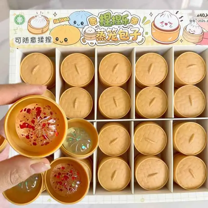 Presente surpresa: Brinquedo anti-stress de apertar em forma de mini bolinho de sopa, com cartão de cristal, fofo, para alívio de stress, brinquedo de partida para escritório, de recuperação lenta.