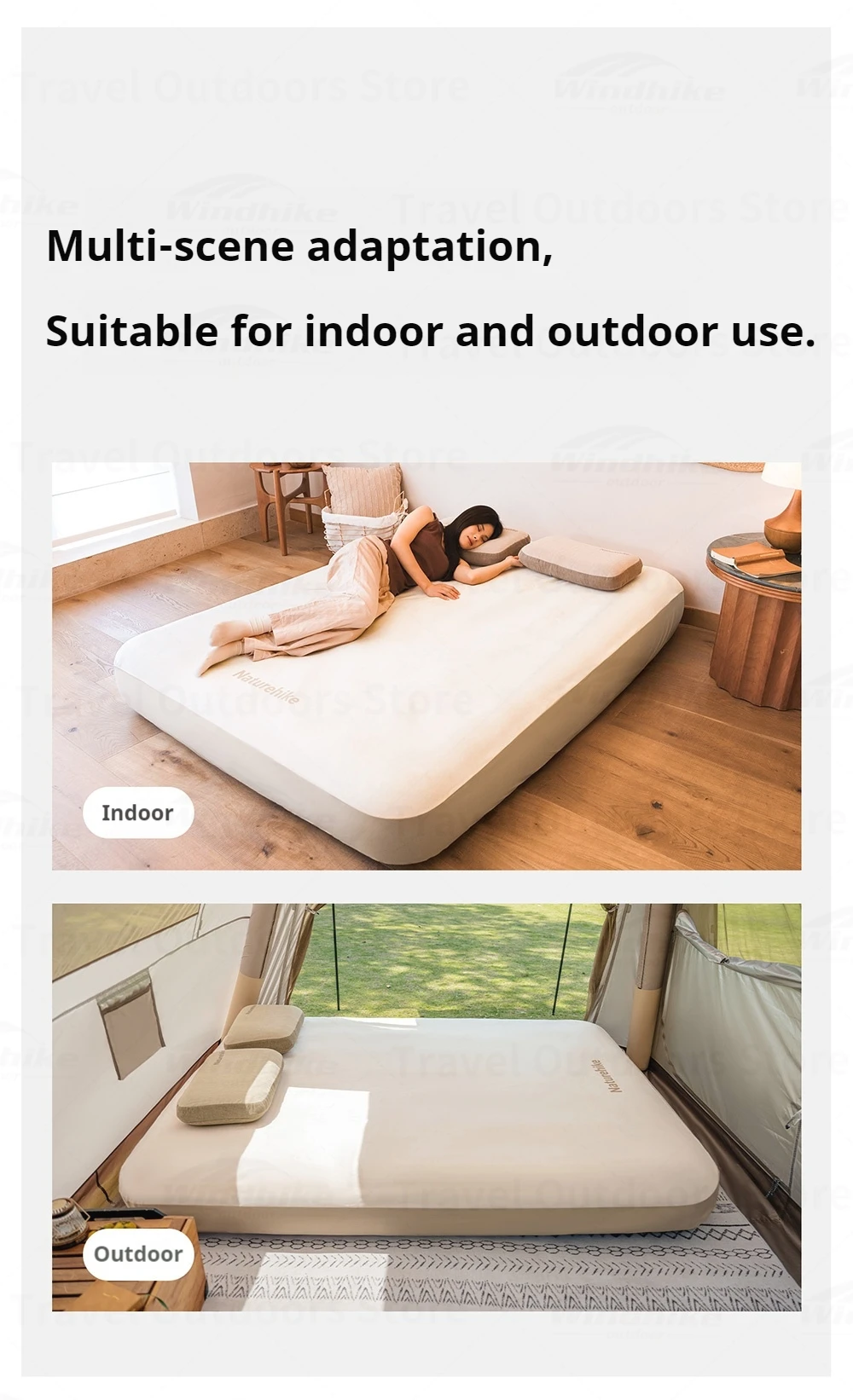 Naturehike aufblasbare Matratzenauflage, weich, hautfreundlich, für den Innenbereich, für Campingzelte im Freien, schmutzabweisendes Bettlaken – Detail 10