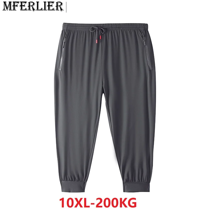 

summer men ice pants sports sweatpants 200KG plus size 8XL 9XL 10XL loose Breathable casual elastic pencil pants thin 54 52