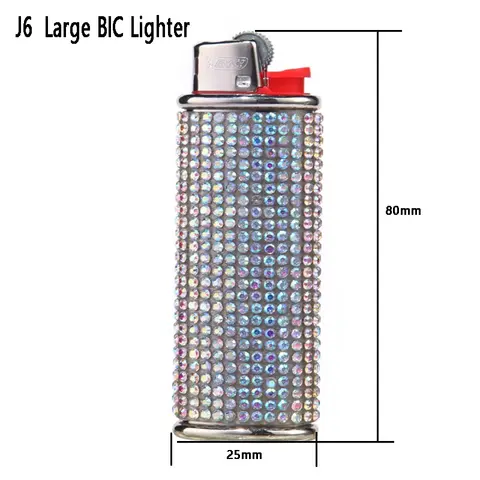 The Luxurious Metal Shell Of The French BIC Lighter Is Decorated With Colorful Crystal Glitter In Three Sizes: J25, J3,  J6
