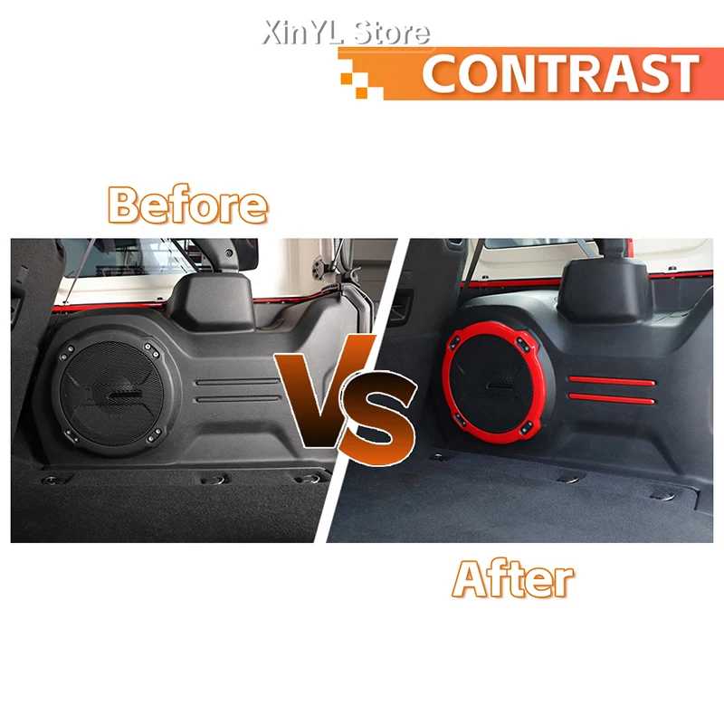 Car ABS Trunk Horn Bezel Speaker Ring Decoration Cover Trim Kit for Jeep Wrangler JL Rubicon 2018 Up Interior Accessories Red