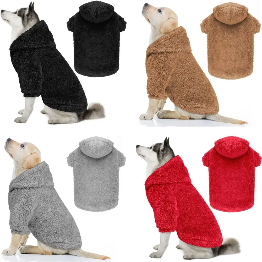 Fuzzy Warm Dog Fleece Hoodie Soft Double-Sided Puppy Hooded Coat Cozy Pet Fleece Costume Indoor