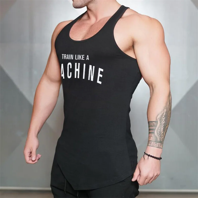 Summer Sports Cotton Breathable Vests Gym Bodybuilding Fitness Sleeveless Tank Tops Mens Casual Fashion Irregular Hem T-shirts
