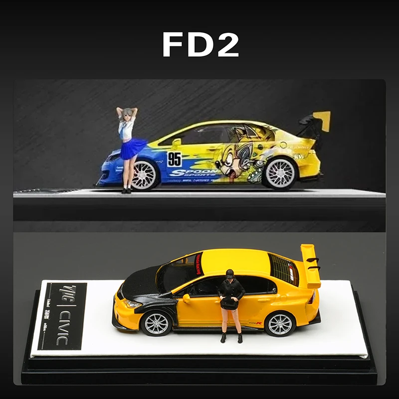 

TM In Stock 1:64 Art Work FD2 SPOON Cartoon Diecast Diorama Car Model Collection Miniature Toys Time Micro