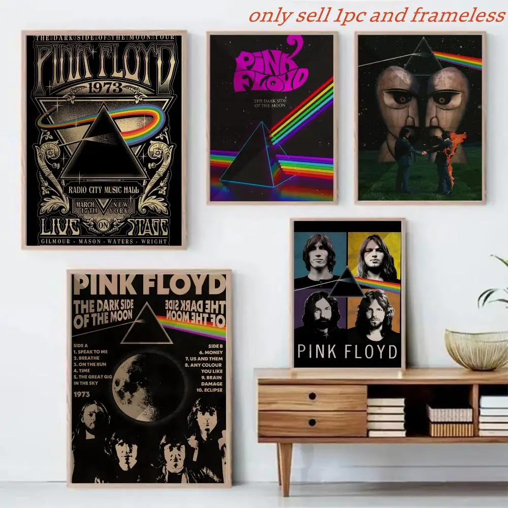 Painting Calligraphy Canvas Mural For Interior Walls Crease-Free Beautiful For Living Room Bedroom Rock Band P-Pink F-FloydS