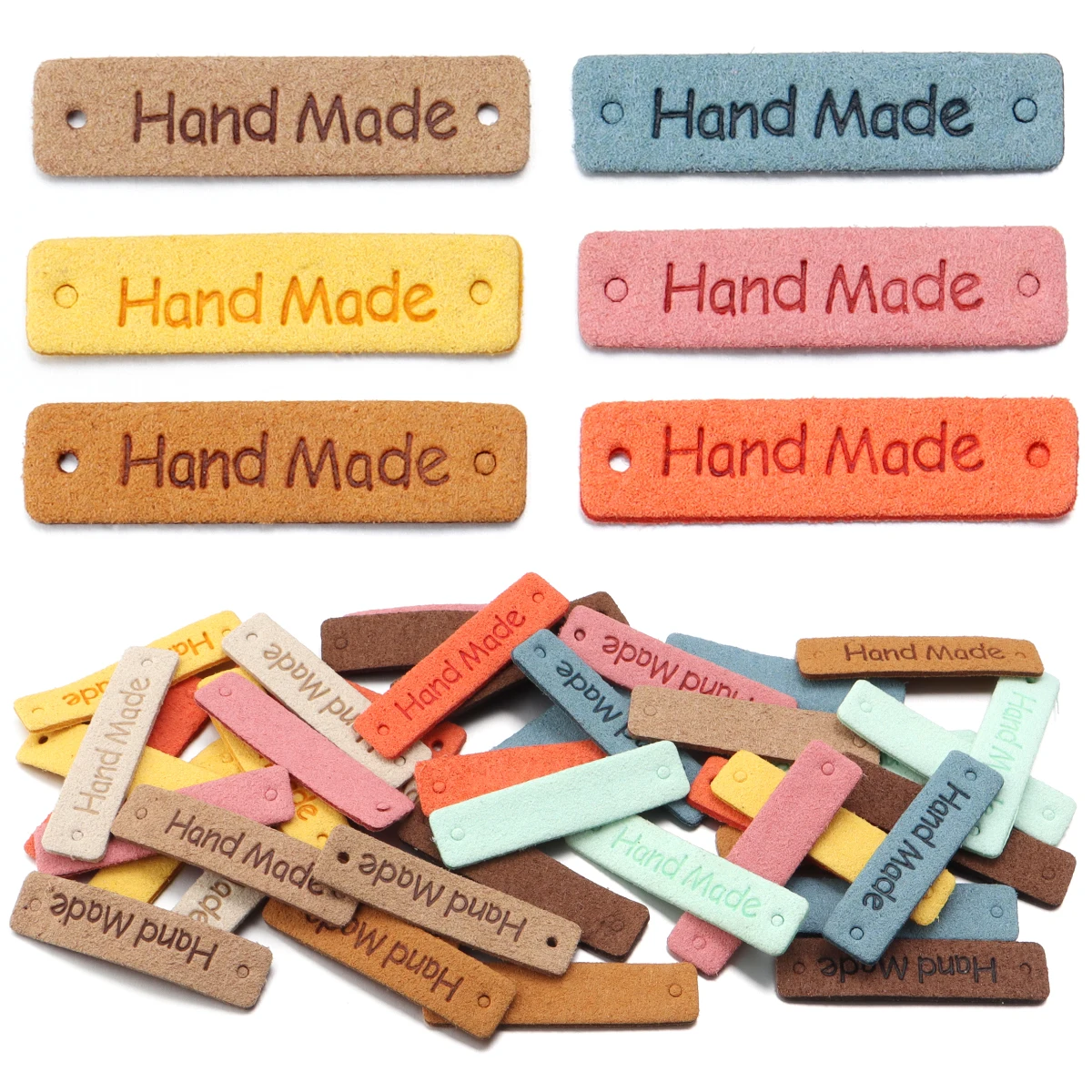 20pcs/lot 1x4cm Handmade PU Leather Tags Color Sewing Labels For Bag Needlework Decoration DIY Hats Bags Garment Accessories