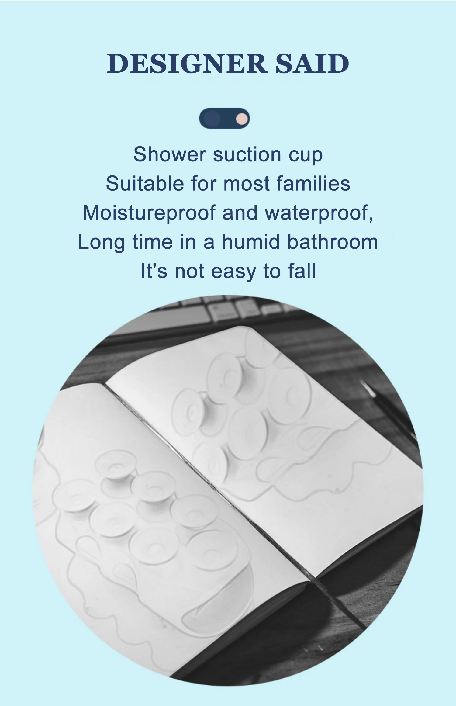 Portable Silicone Reusable Stand With Strong Suction Detachable Wall Mounted Suction Cup Shower Stand Bathroom Accessories